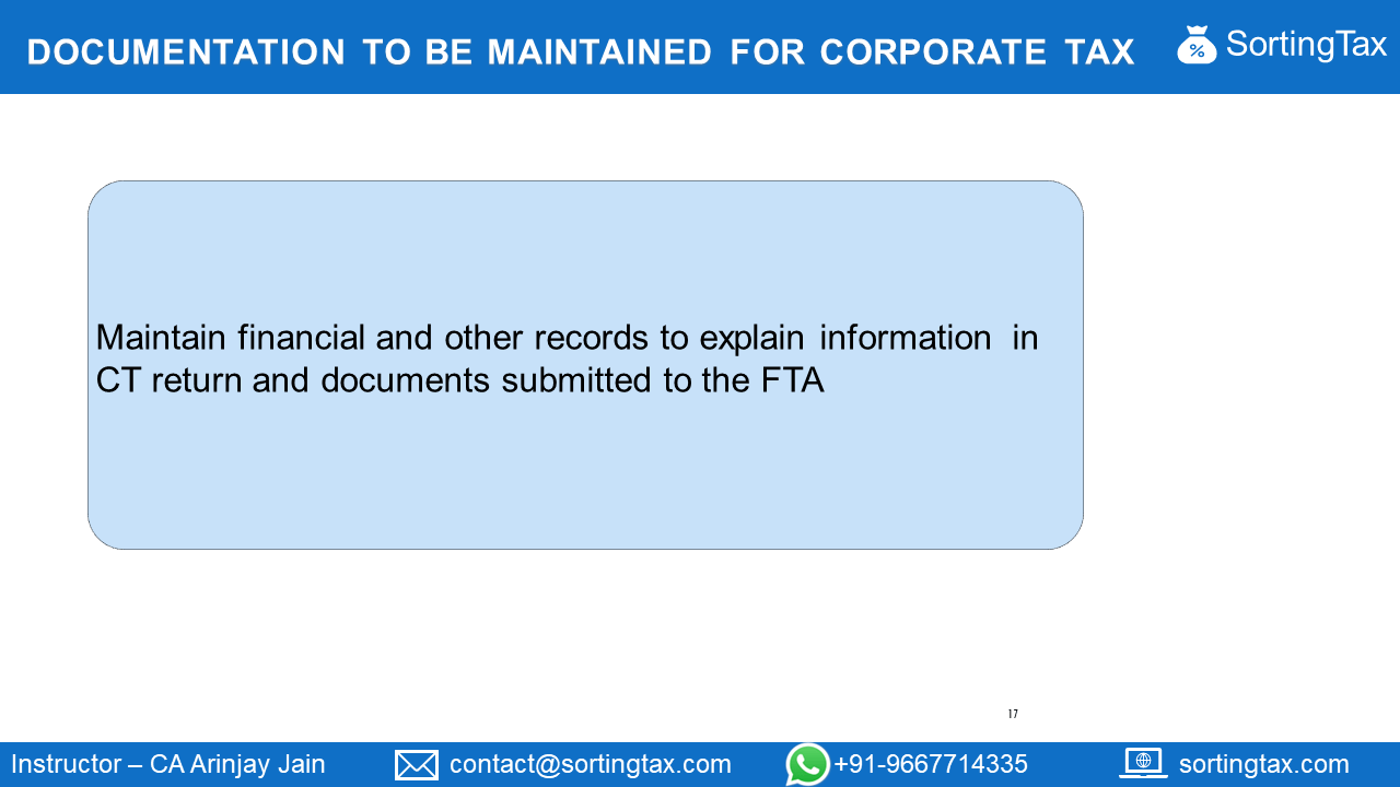 Documentation to be maintained for Corporate Tax